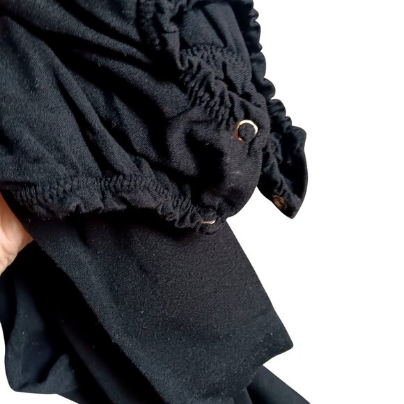 Women's Medium Vintage 70's Black Long-Sleeve Bodysuit Stretch Hippy V-Neckline - Picture 6 of 6